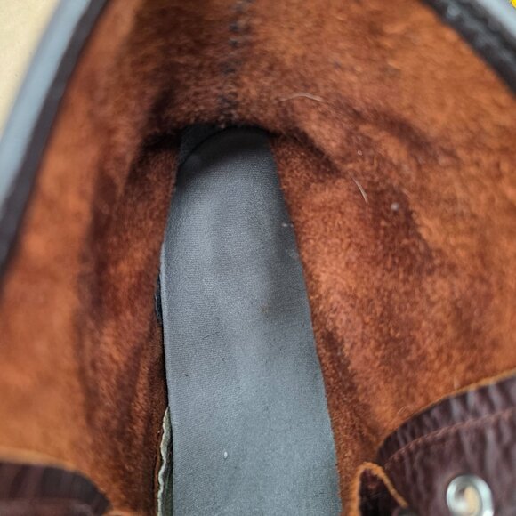 VTG Oiled Leather Dr Martens Made In England Boots Brown Men's Sz 10 8 Eyelets - Picture 10 of 16